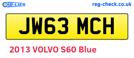JW63MCH are the vehicle registration plates.
