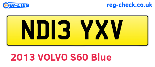 ND13YXV are the vehicle registration plates.