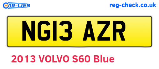 NG13AZR are the vehicle registration plates.