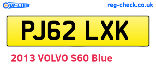 PJ62LXK are the vehicle registration plates.