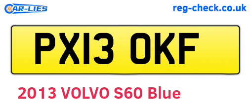 PX13OKF are the vehicle registration plates.
