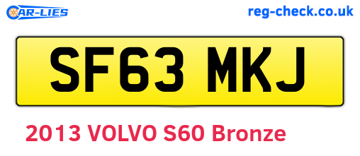SF63MKJ are the vehicle registration plates.