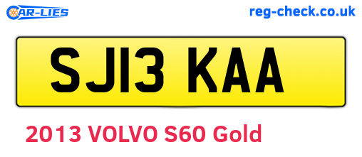 SJ13KAA are the vehicle registration plates.