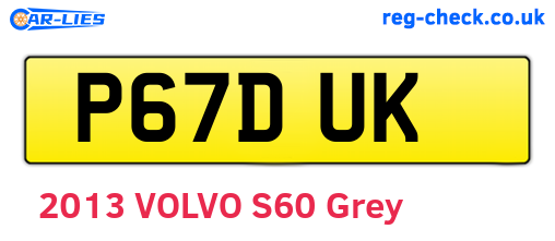 P67DUK are the vehicle registration plates.
