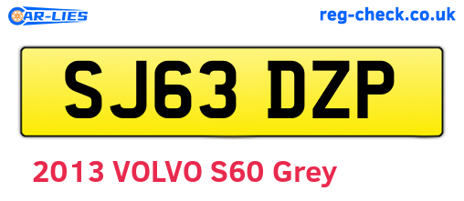 SJ63DZP are the vehicle registration plates.