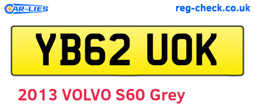 YB62UOK are the vehicle registration plates.