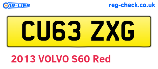 CU63ZXG are the vehicle registration plates.