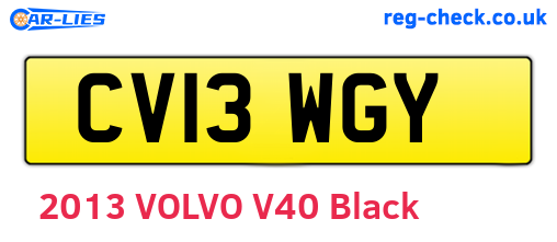 CV13WGY are the vehicle registration plates.