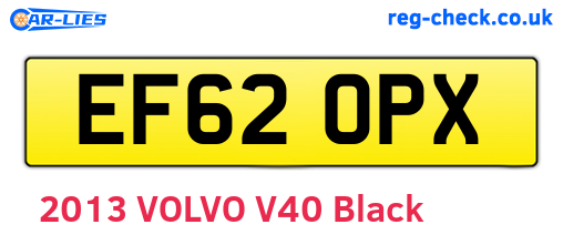 EF62OPX are the vehicle registration plates.