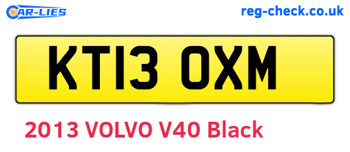 KT13OXM are the vehicle registration plates.
