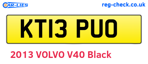 KT13PUO are the vehicle registration plates.