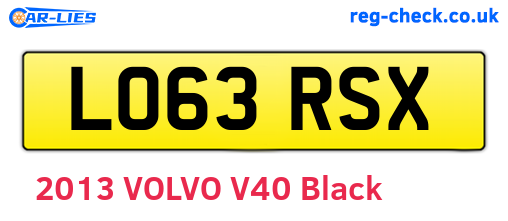 LO63RSX are the vehicle registration plates.