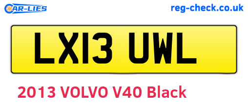 LX13UWL are the vehicle registration plates.