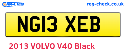 NG13XEB are the vehicle registration plates.