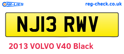 NJ13RWV are the vehicle registration plates.