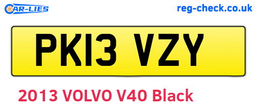PK13VZY are the vehicle registration plates.