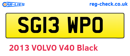 SG13WPO are the vehicle registration plates.