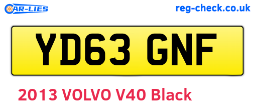 YD63GNF are the vehicle registration plates.