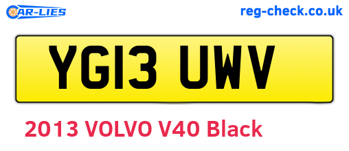 YG13UWV are the vehicle registration plates.