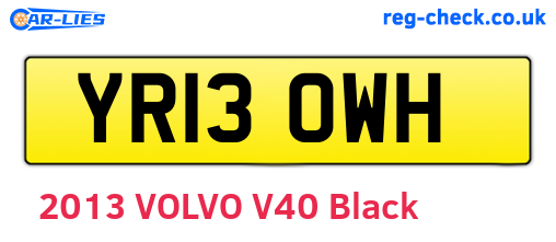 YR13OWH are the vehicle registration plates.