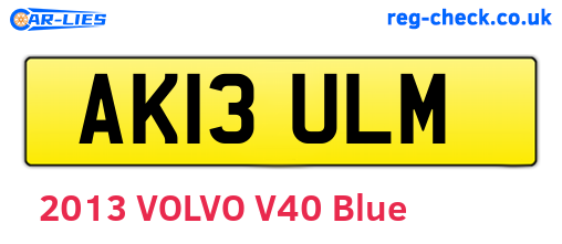 AK13ULM are the vehicle registration plates.