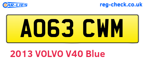 AO63CWM are the vehicle registration plates.
