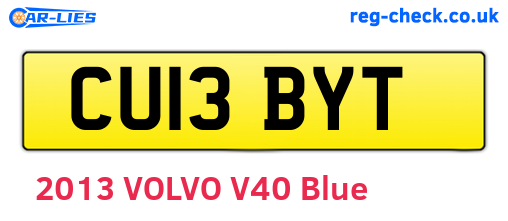 CU13BYT are the vehicle registration plates.