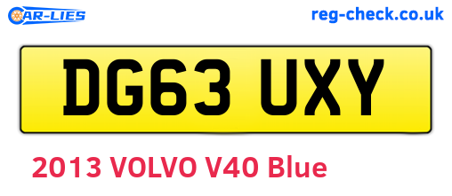 DG63UXY are the vehicle registration plates.