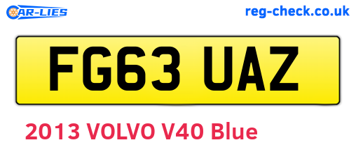 FG63UAZ are the vehicle registration plates.