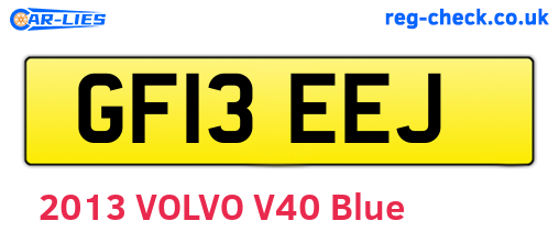 GF13EEJ are the vehicle registration plates.