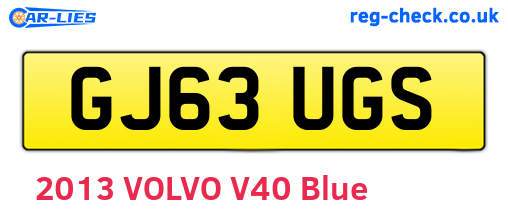 GJ63UGS are the vehicle registration plates.