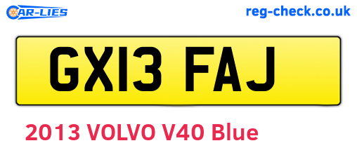 GX13FAJ are the vehicle registration plates.