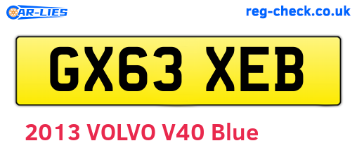 GX63XEB are the vehicle registration plates.