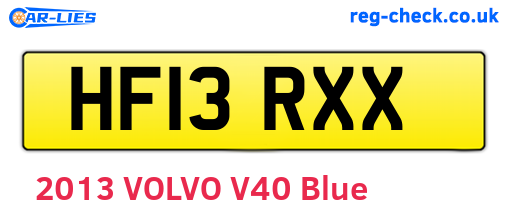 HF13RXX are the vehicle registration plates.