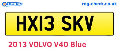 HX13SKV are the vehicle registration plates.