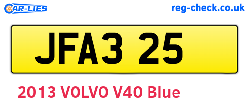 JFA325 are the vehicle registration plates.