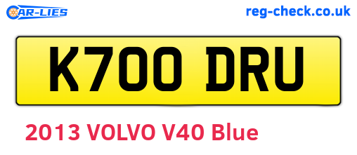 K700DRU are the vehicle registration plates.