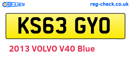 KS63GYO are the vehicle registration plates.