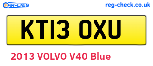 KT13OXU are the vehicle registration plates.