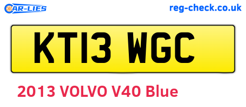 KT13WGC are the vehicle registration plates.