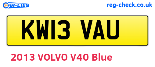 KW13VAU are the vehicle registration plates.