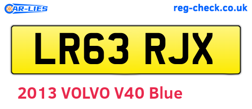 LR63RJX are the vehicle registration plates.