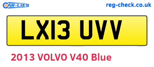 LX13UVV are the vehicle registration plates.