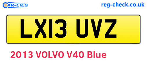 LX13UVZ are the vehicle registration plates.