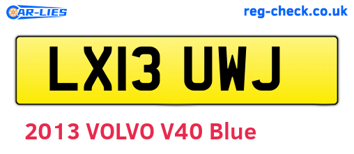 LX13UWJ are the vehicle registration plates.
