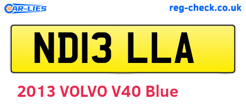 ND13LLA are the vehicle registration plates.