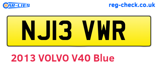 NJ13VWR are the vehicle registration plates.