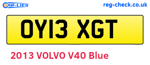 OY13XGT are the vehicle registration plates.
