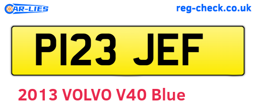 P123JEF are the vehicle registration plates.