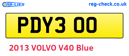 PDY300 are the vehicle registration plates.